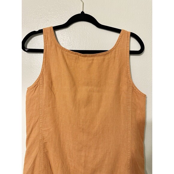 Lou & Grey Women's Blouson Mustard Yellow Tank Dress Linen Cotton Scoop Neck S - Picture 8 of 14
